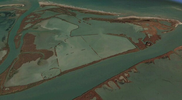 Una veduta aerea dell'Isola della Batteria, una delle zone del Delta cui l'Aipo metterà mano