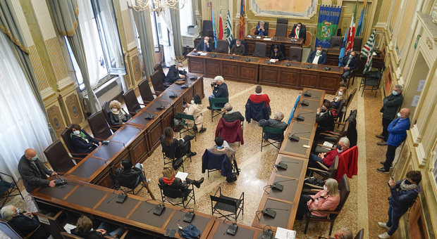 La sala del consiglio a Palazzo Celio, sede della Provincia di Rovigo