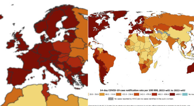 Italia resta in rosso scuro nella mappa Ecdc: massimo rischio in quasi tutta Europa