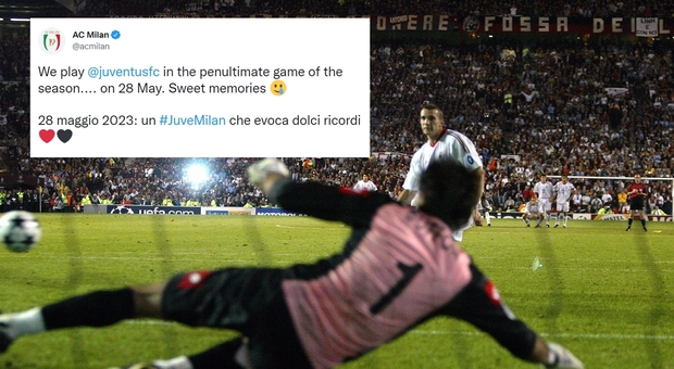 Juve-Milan come 20 anni fa in Champions, il tweet scatena la polemica sui social