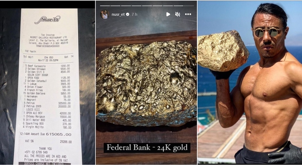 Salt Bae, bistecca ricoperta d'oro da 24 kg per rispondere alle polemiche per lo scontrino da 161mila euro