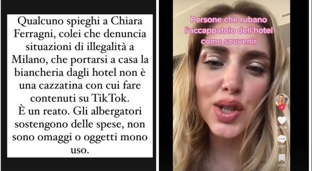 Chiara Ferragni confessa di rubare gli accappatoi dagli alberghi e Selvaggia Lucarelli la attacca: «È un reato»