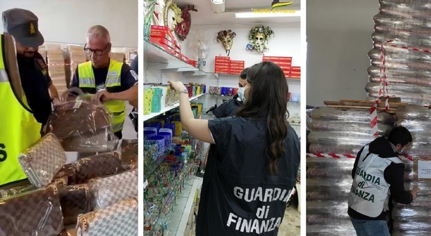 Sequestri nel Veneziano: griffe false e souvenir di finto vetro di Murano, ma anche 50 tonnellate di pellet contraffatto