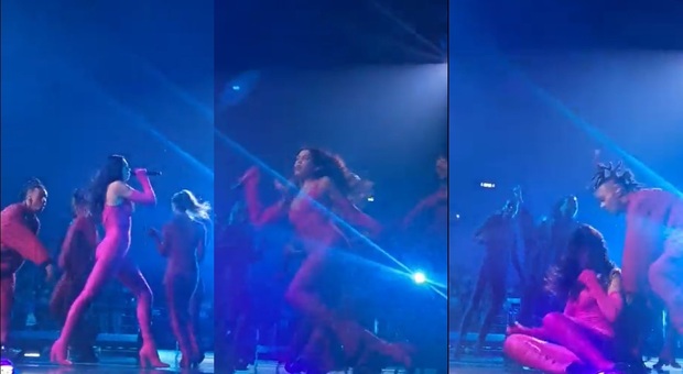Dua Lipa cade sul palco durante il concerto a Milano: ma lei si rialza e continua a cantare