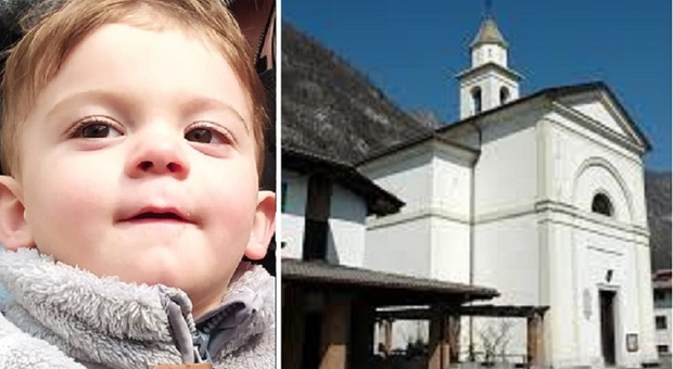 Il piccolo Nicolò Feltrin, deceduto a due anni: l'addio in chiesa a Fortogna