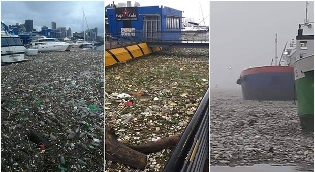 La costa di Durban (Sudafrica) invasa dalla plastica. (immagini pubblicate da South Africa Uncut)