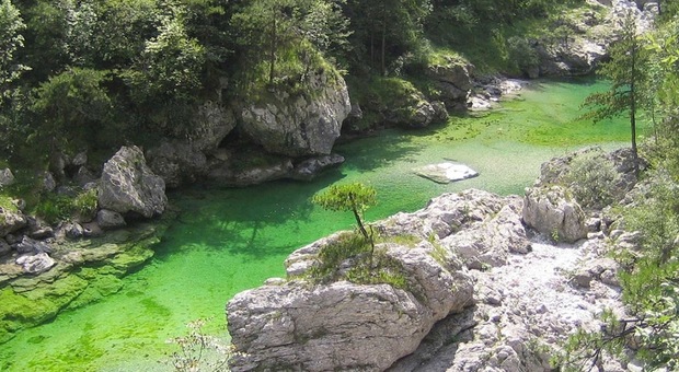 Una immagine delle piscina naturale con l'acqua smeraldo
