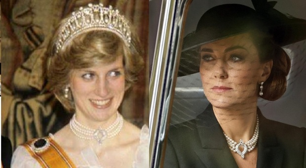 Elisabetta Funerali, il dettaglio della collana di Kate: è la stessa indossata da Lady Diana?