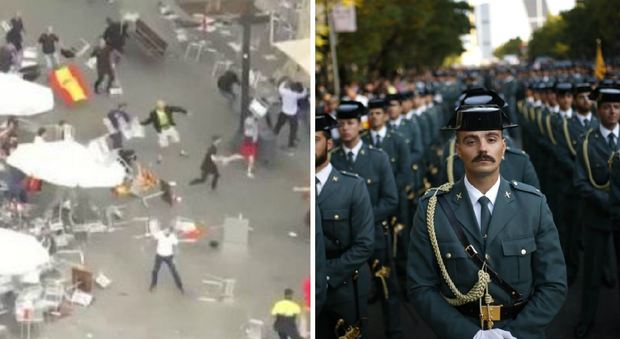 Festa nazionale in Spagna, il corteo sfila davanti a Re Felipe per difendere l'unità del paese, scontri fra ultrà a Barcellona