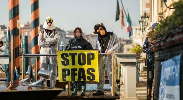 Pfas, una protesta di Greenpeace a Venezia