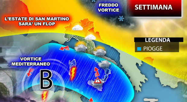 Maltempo tutta la settimana sull'Italia, niente "estate di San Martino": «Ciclone dalla Sardegna»
