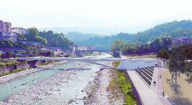 Render del futuro ponte sul Piave a Lambioi