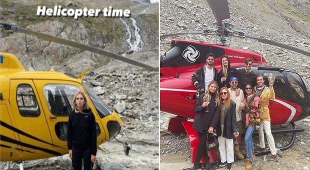 Chiara Ferragni, l'aperitivo in elicottero sul ghiacciaio fa arrabbiare i fan: «Turismo osceno, cafone e distruttivo»
